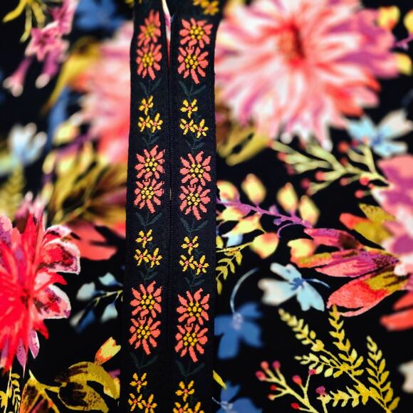 Women’s Pioneer Woman Boho Hippie Floral Blouse Flare Sleeves Lightweight XL - Picture 9 of 13